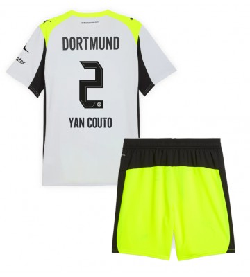 Borussia Dortmund Yan Couto #2 Udebanetrøje Børn 2025-26 Kortærmet (+ Korte bukser)